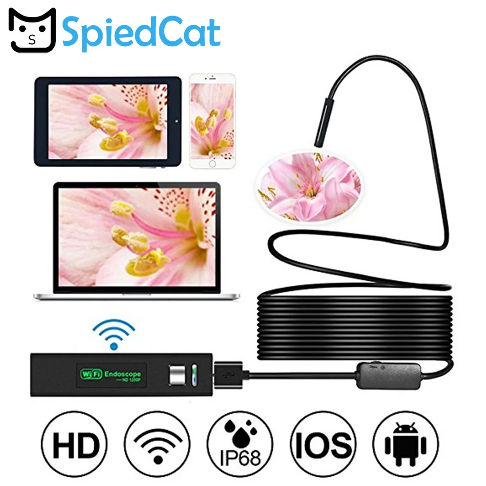 Беспроводной Эндоскоп HD 1200P Wifi USB бороскоп IP68 Водонепроницаемая Инспекционная
