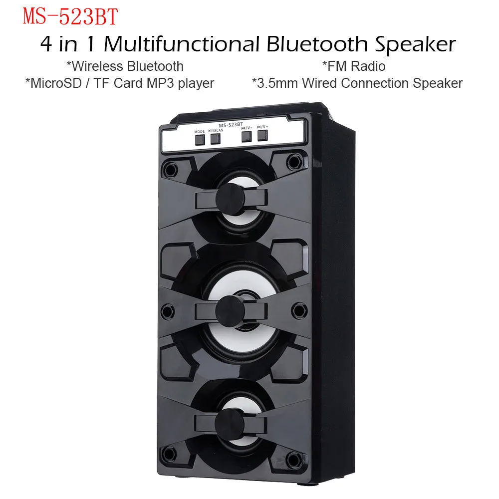 Открытый Bluetooth беспроводной портативный динамик Super Bass с USB/TF/AUX/FM радио 5,9