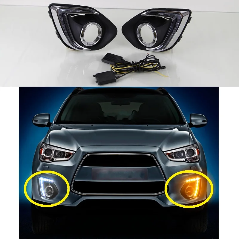 2Pcs LED Car Daytime Running Light With Yellow Turning Lights DRL