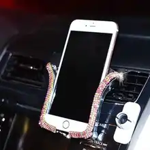 1 шт. Автомобильный держатель для телефона стендер украшение с горным хрусталем вентиляционные крепления держатель u-образный Противоскользящий роскошный алмаз
