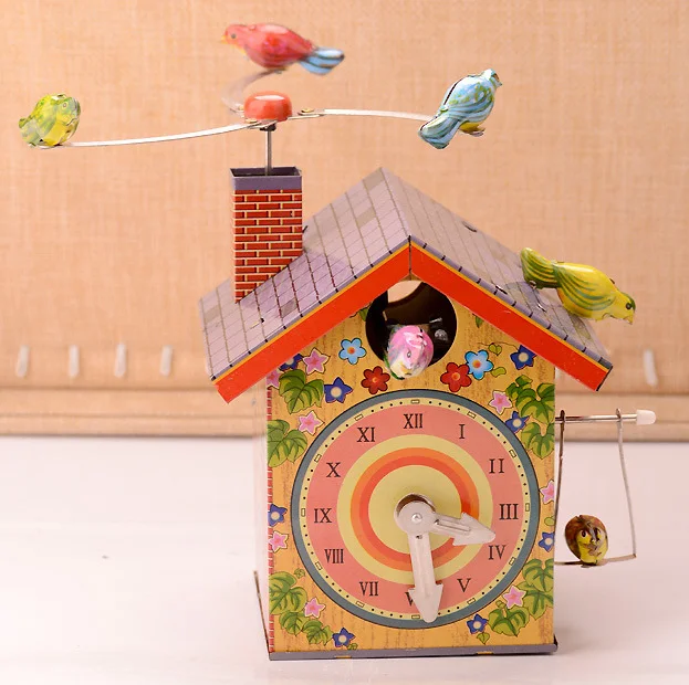 Retro Bird Home Tinplate Clockwork Toy Vintage Tin Wind Up Toys For