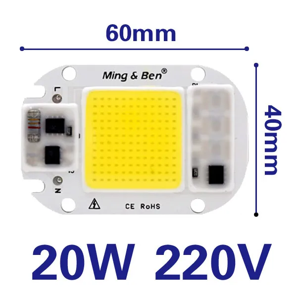 5 шт. светодиодный COB бисер Smart IC не нужен драйвер 50 Вт 30 Вт 20 Вт AC 220 В 110 В вход Высокий люмен светодиодный чип для DIY светодиодный прожектор - Испускаемый цвет: 20W 230V 5pcs