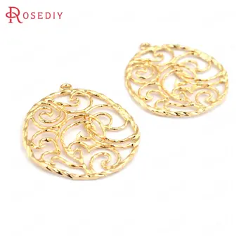 

(33491)6PCS 29*26MM 24K Gold Color Brass Curled Twist Wire Charms Pendants High Quality Diy Jewelry Findings Accessories