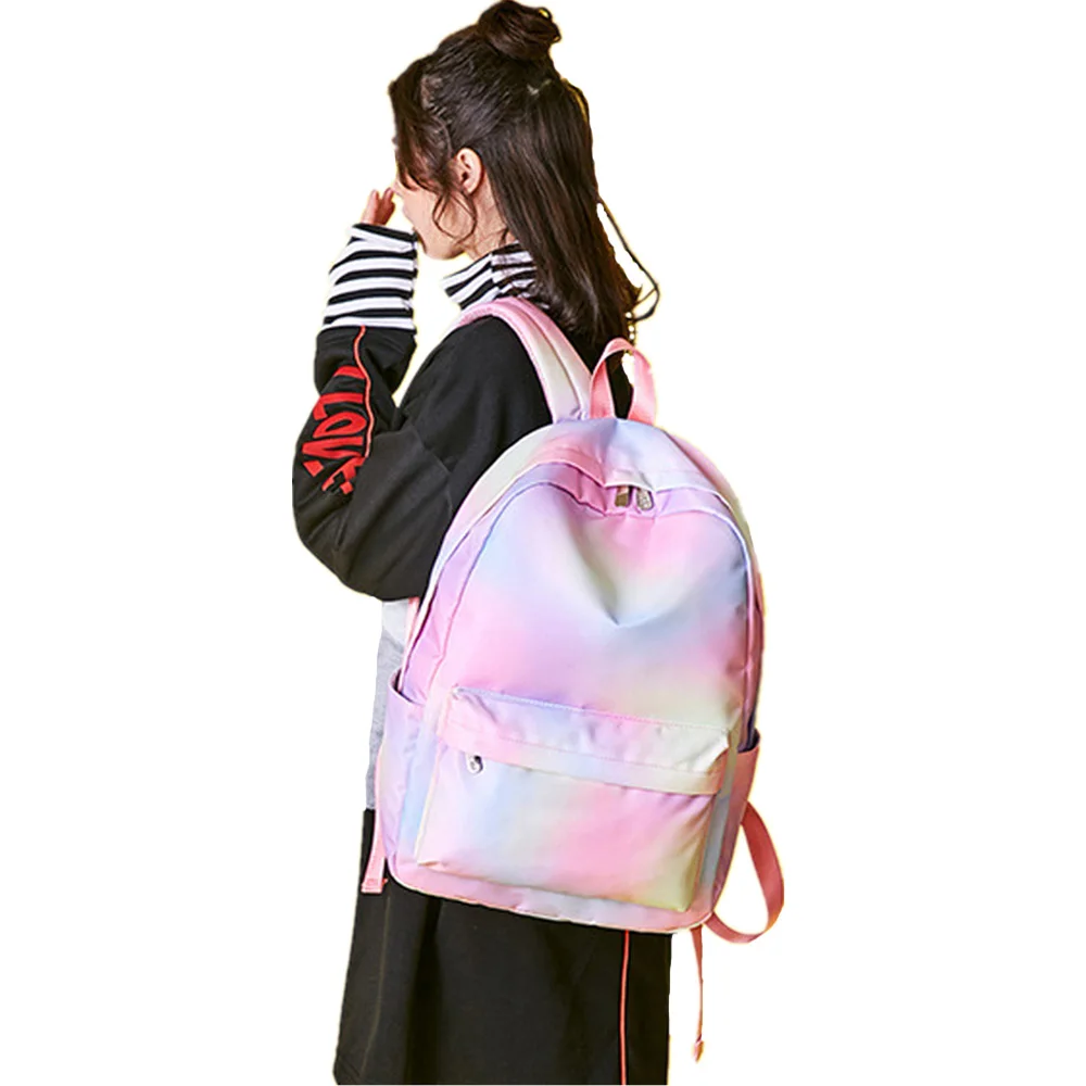 

New Ladies Backpack Polyester Waterproof Wild Casual Backpack 2019 Hit Color Small Fresh High School Student Bag Travel Backpack