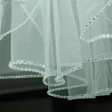 Один слой Свадебные вуали с гребешком Свадебные завесы для птичьей клетки белый слоновая кость тюль бисером край жемчужина короткая вуаль свадьба