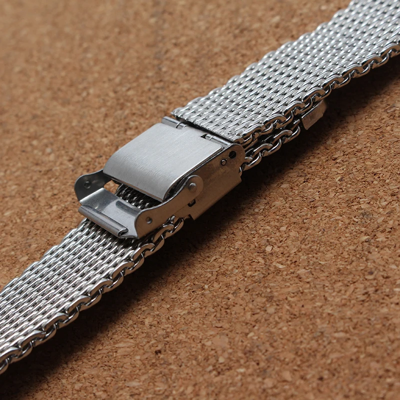 Watchband 20mm 22mm Metal Stainless Steel Mesh Watch Strap Folding Security Clasp High Quality Watchband Bracelets