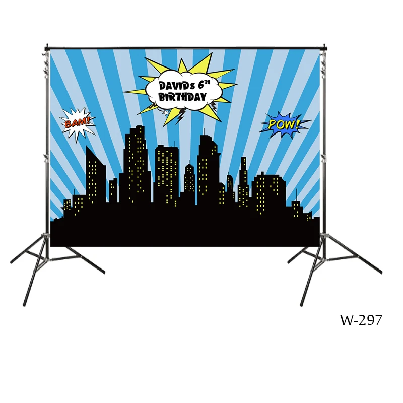 

Super heroes Backdrop superhero birthday party backdrops photo booth background City Scape Centerpiece boy Party Banner Poster