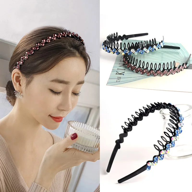 

Hair hoop water drill hair decoration Korea simple with teeth skid - proof hair grottoes lady headband adult hair clip