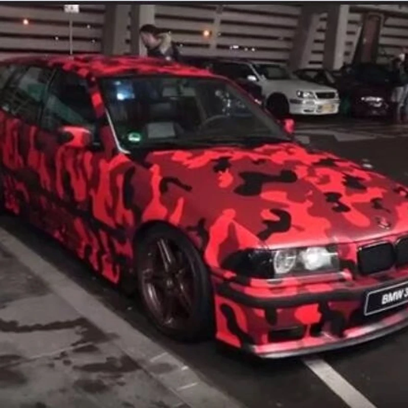 Black Red Car Vinyl Wrap-5
