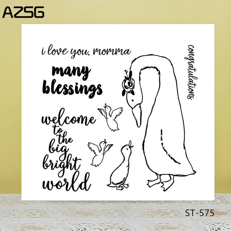 

AZSG Kindly goose mother Clear Stamps For DIY Scrapbooking/Card Making/Album Decorative Silicon Stamp Crafts
