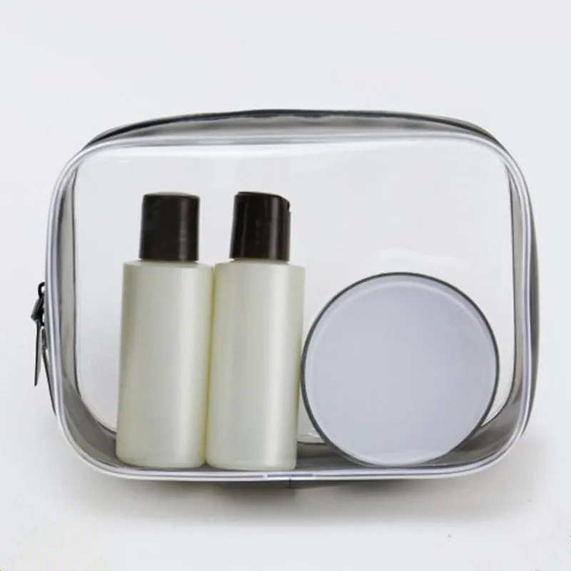 

Travel Plastic Cosmetic Bags Women Transparent Zipper Makeup Bags Organizer Bath Wash Toiletry Tote Handbags Portable Case