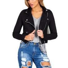 2016 Autumn Fashion Casual Cardigan Jacket Zipper Up Full Sleeve Slim Women Short Coat PU Leather Overcoats