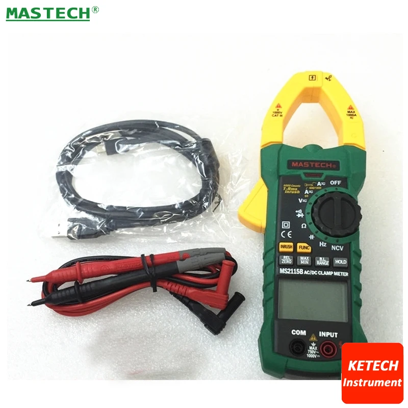 

6000 Counts Digital AC/DC Clamp Meter with NCV True RMS AC/DC Voltage Current Tester Detector MASTECH MS2115B
