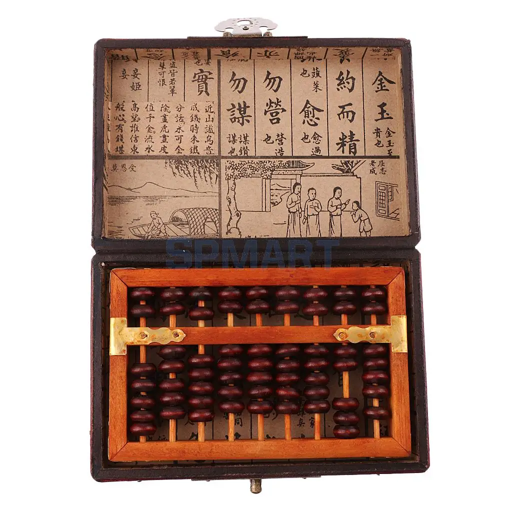 Винтажный китайский деревянный шарик арифметика счеты с коробкой Классический старинный калькулятор счетная коллекция подарок для детей и взрослых