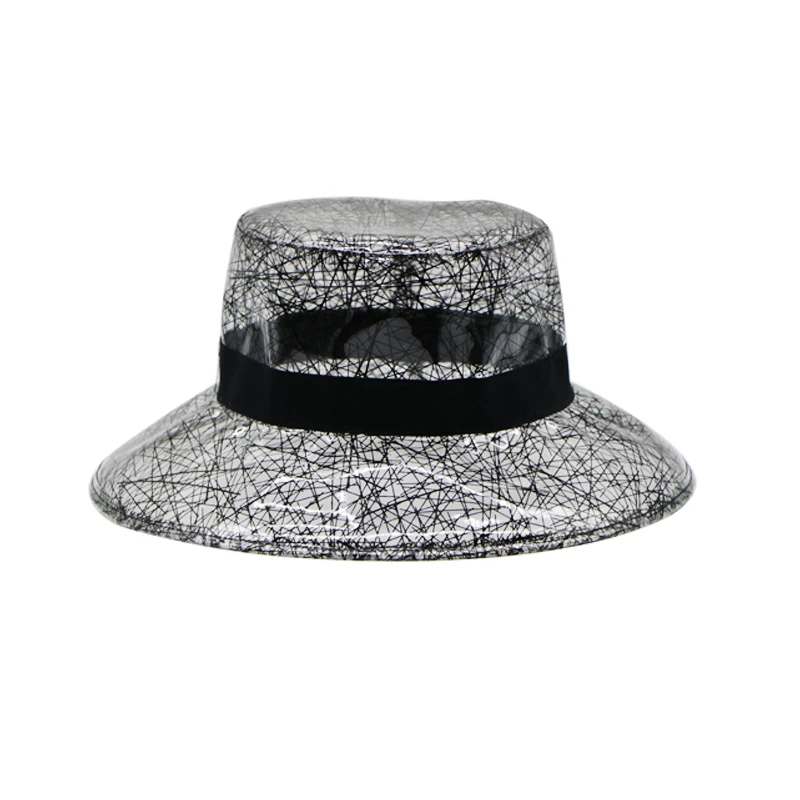 

Summer Transparent Women's PVC Line Bucket Hats Ladies Beach Visor Hat Waterproof Rain Cap Plastic Wide-brimmed Hat