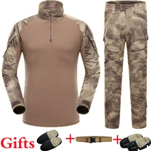 Камуфляжный костюм для пейнтбола, армейская одежда для мужчин, военная форма, тактические рубашки, штаны с наколенниками, боевые тренировочные комплекты