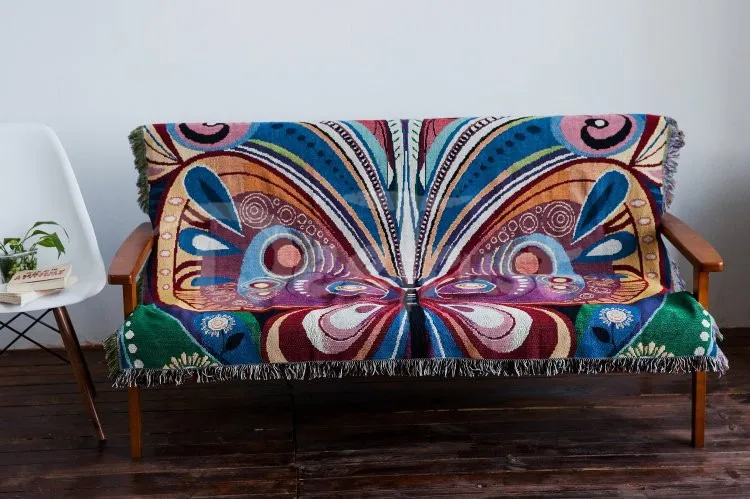 Хлопковое Европейское утепленное жаккардовое одеяло с бабочкой, модное покрывало на диван/кровать, декоративное одеяло для стола/самолета, покрывало для пианино