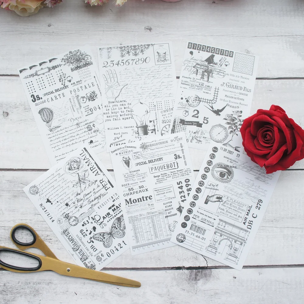 

6 sheets/lot 10.5*12.8cm DIY working papers pattern paper sticker creative paper craft background scrapbooking decor