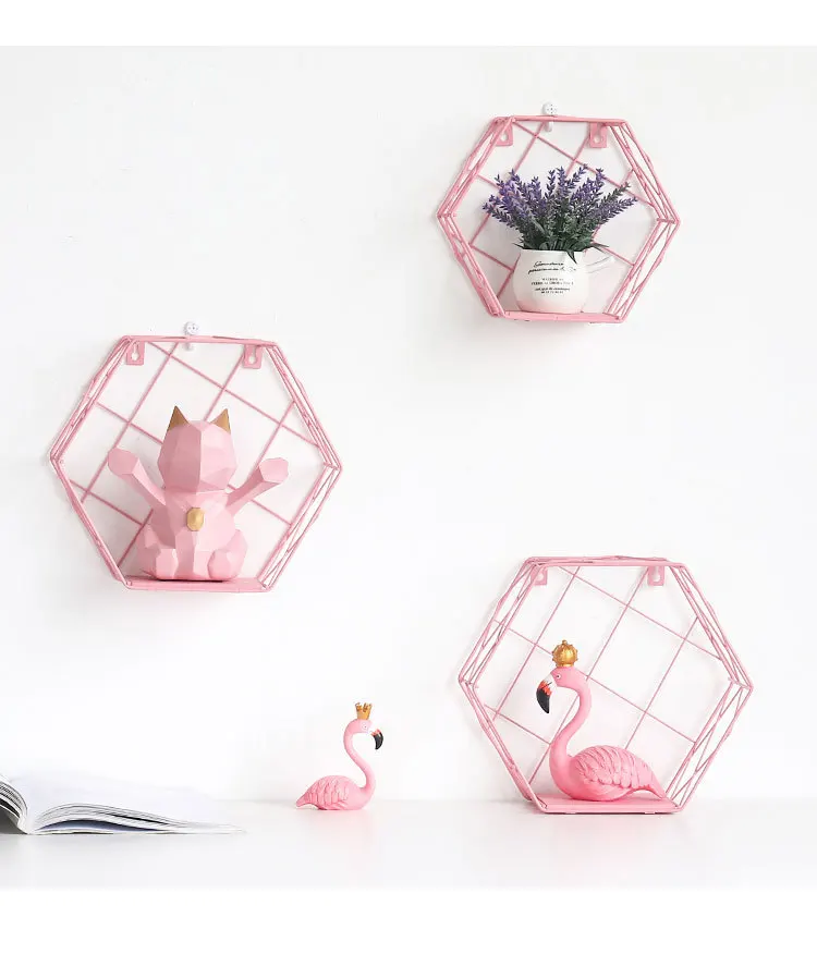 Pink series girl heart wrought iron grid racks (13)