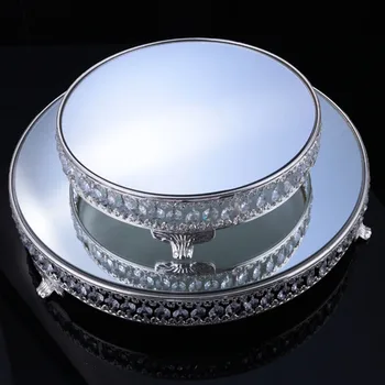 

Crystal beads cake stand silver/gold plated mirror surface dessert stand 12'' wedding party table decoration baking tool