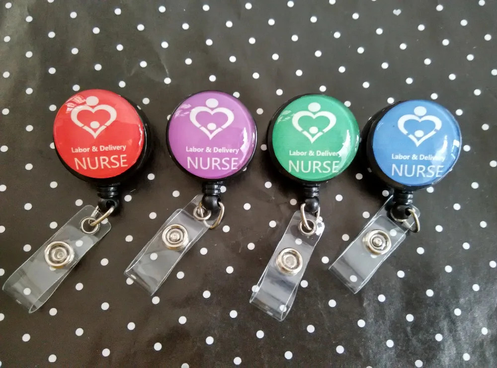 Delivery & Labor Nurse Retractable ID Badge Reel with swivel Clip
