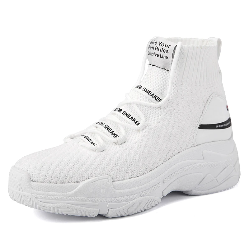 High Top Men Women Sneakers 5 CM Thick Sole Sock Shoes Knit Vamp Breathable Dad Shoes White Black Sapato Feminino Running Shoes High Top Men Women Sneakers 5 CM Thick Sole Sock Shoes Knit Vamp Breathable Dad Shoes White Black Sapato Feminino Running Shoes