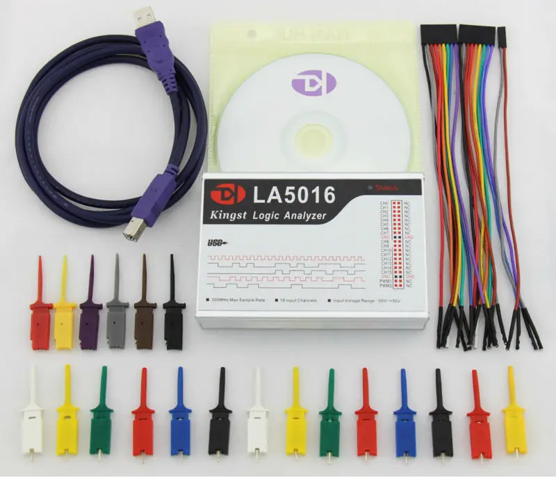 Billig Kingst LA5016 USB Logic Analyzer 500M max probe rate, 16 Kanäle, 10B proben, MCU, ARM, FPGA debugging tool, Englisch software