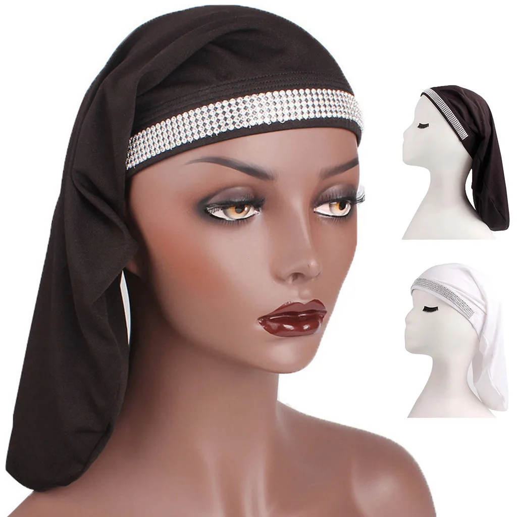 

New Arrived Long Tail Cap Long Hair Care Women Fashion Bonnet Cap Night Sleep Hat Silk Cap Head Wrap chapeau femme sombrero #C