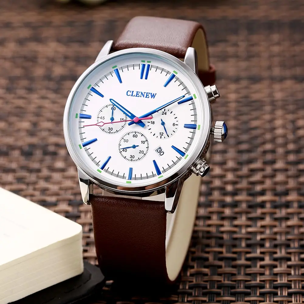 

Fashion Men Waterproof Quartz Watch Genuine Leather Band Strap Wristwatch Clock Calender Gift LL@17