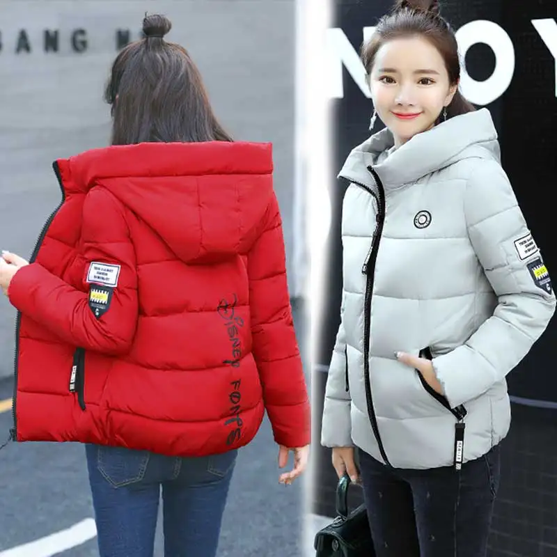 

2019 Winter Fashion Hooded women's jacket coat women's down cotton dress cropped slim fit jacket bread Suit