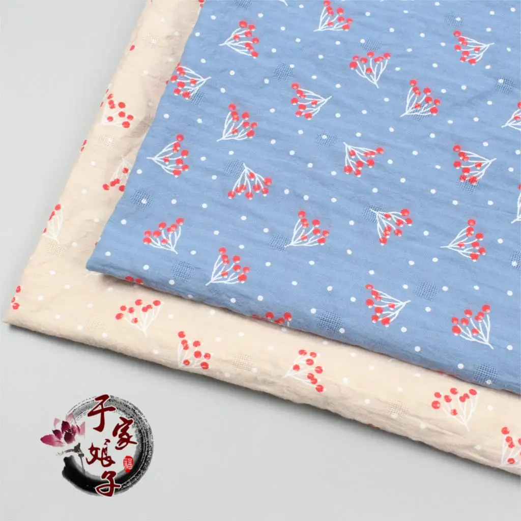 summer blue small red Fruit soft fabric Retro style Calico plain cotton for DIY cloth shirt Bag 1 order=1meter | Дом и сад