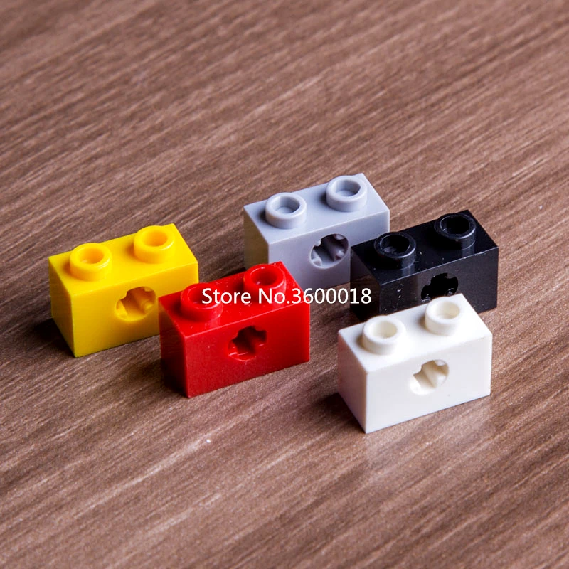 Lego 4 Red technic 1x2 beam brick with axle hole NEW