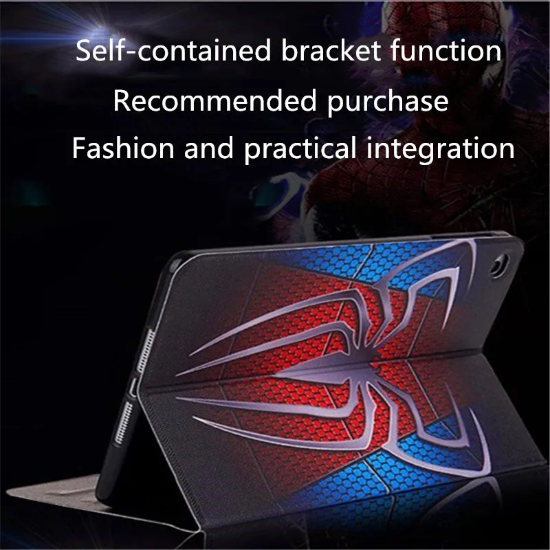 iron Man Spiderman Superman Cartoon Case for iPad mini 1/2/3/4 7.9 inch Slim soft Opvouwbare Stand Cover Auto Wake Pu Case Leath