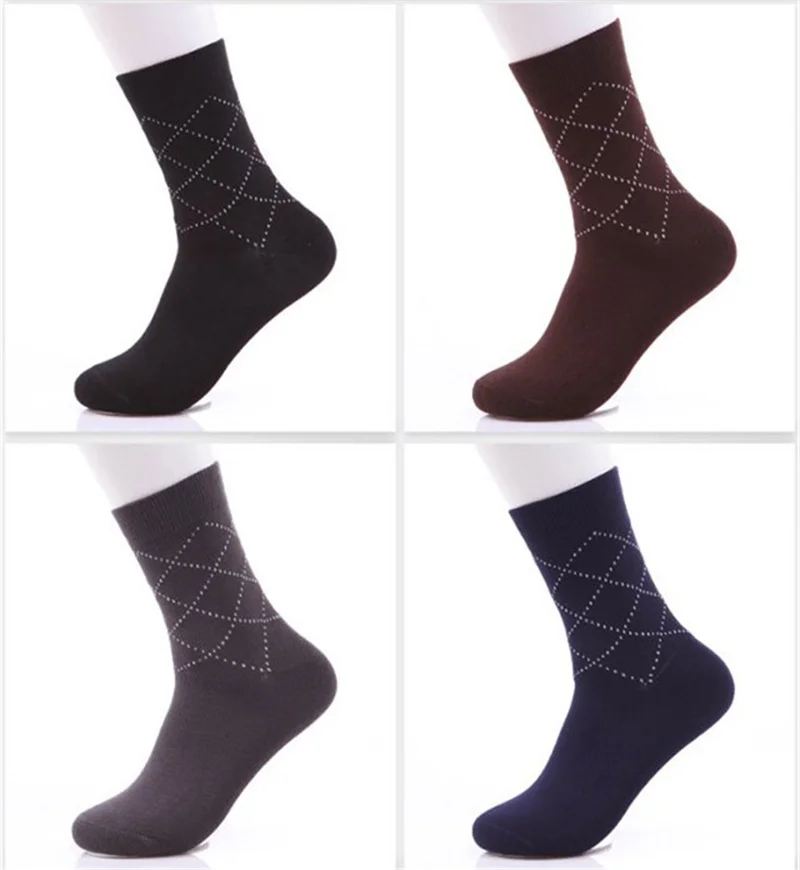 Cotton Business Men Socks Solid Bamboo Fiber Male Middle Socks Spring Summer Autumn Winter Diamon Men Socks Casual Gift For Men (17)