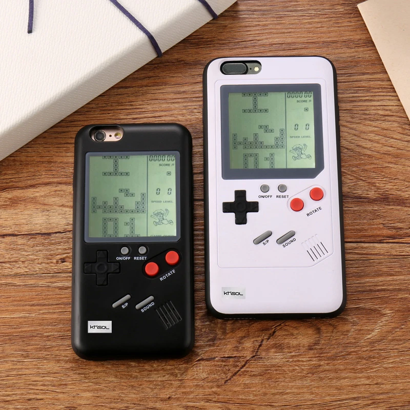 

Khisol For Iphone X 7 8 6 6S Plus Game Console Phone Cover Case Multi Game Phone Case Tetris Game TPU Back Cover For Iphone X