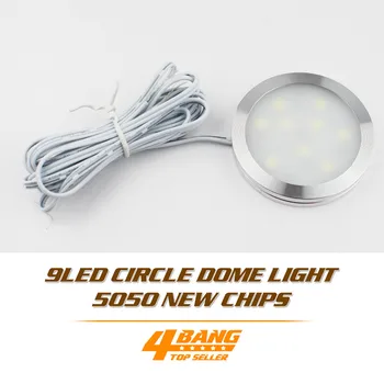 

2pcs LED Cabinet Light Thin Puck Plinth 9 Led SMD5050 Lamp Cold White DC 12V Spotlight+Connect Wire+Adapter Dome Light Lamp Bulb