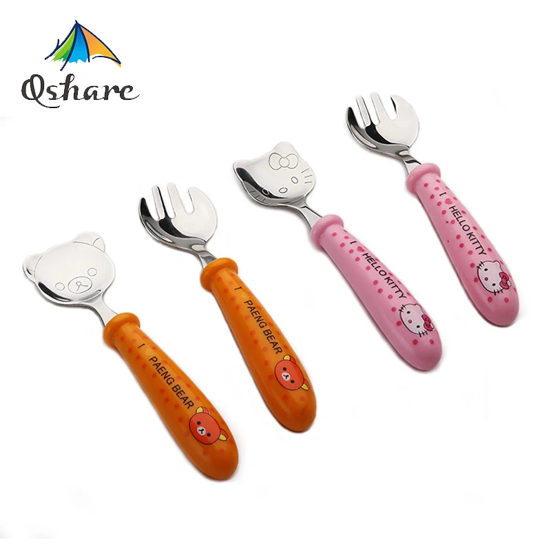 Toddler Cutlery Sets,Stainless Steel Childrens Flatware,Cute Giraffe Style Handle Fork /& Spoon Flatware Baby Feeding Utensil for Childrens with Storage Box