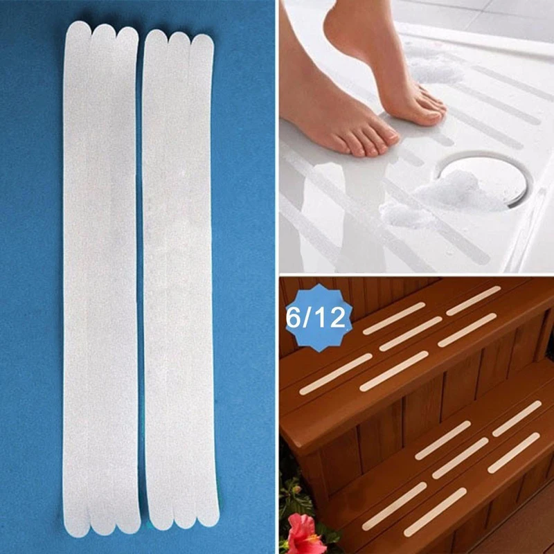 38cm*2cm DIY  Clear Safe-T-Strips Non-Slip Safety Applique Mat Stickers Bath Tub & Shower