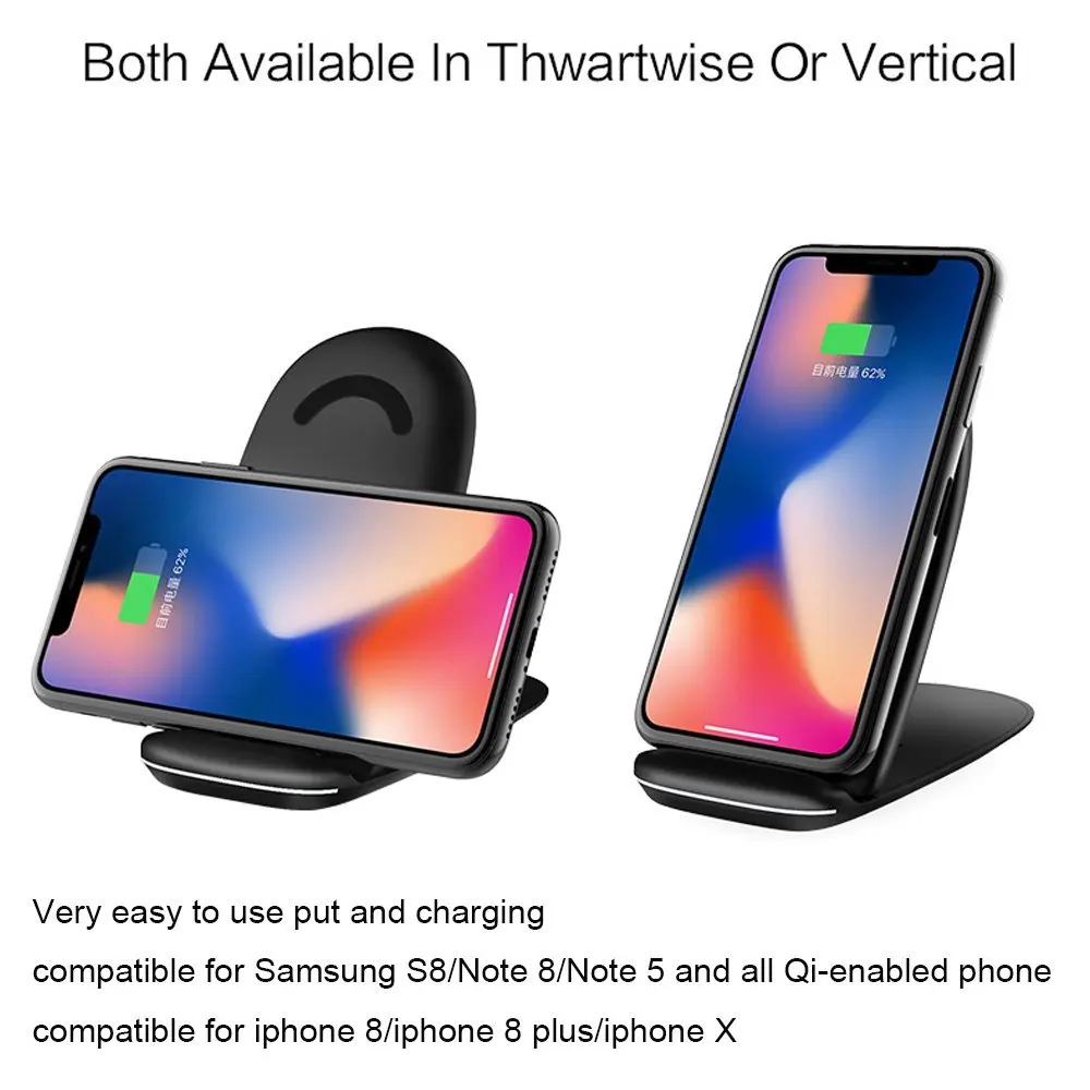 

NEW 10W Wireless Charging Stand Charger Pad for iX 3 Coil Qi Stations Qi-enabled devices For Samsung Note 8 S7 S8 Plus Note 5