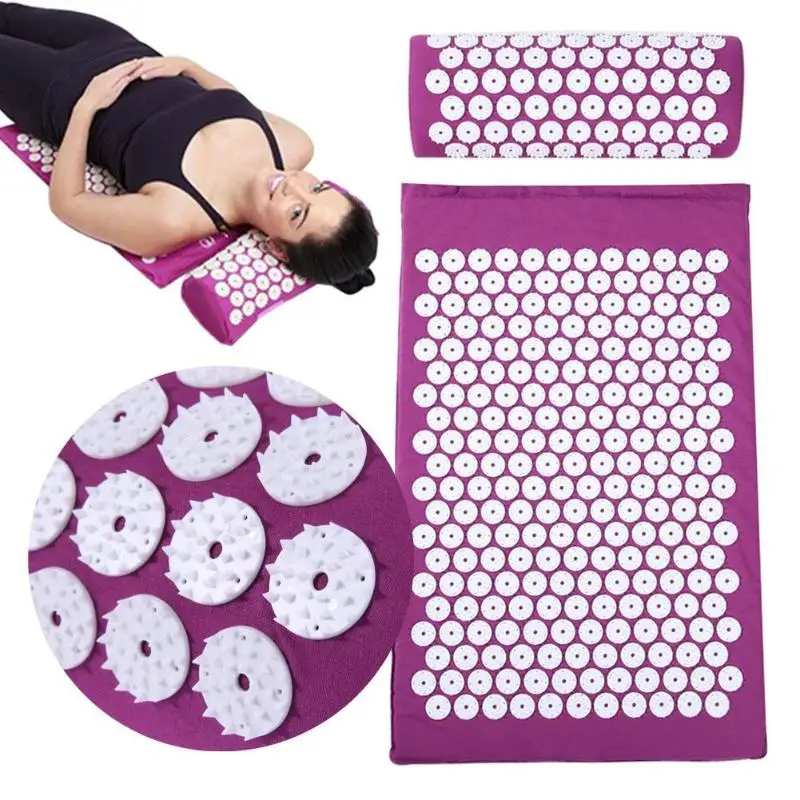 2pcs Massager Cushion Acupuncture Mat Relieve Back Body Pain Stress Acupuncture Massage Yoga Mat with Pillow Health Care 2pcs Massager Cushion Acupuncture Mat Relieve Back Body Pain Stress Acupuncture Massage Yoga Mat with Pillow Health Care