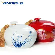 Китайская ручная роспись золотой пион красная глазурь чай канистра кунг-фу чайный набор чайные банки домашняя Конфета еда герметичная банка для хранения украшения