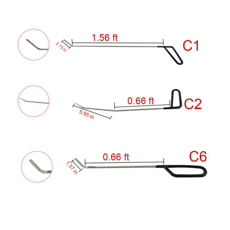

Furuix 3PCS PDR Tool Kit - Perfect for Door Dings Hail Repair and Dent Removal - Dent Repair Tool Set (C)