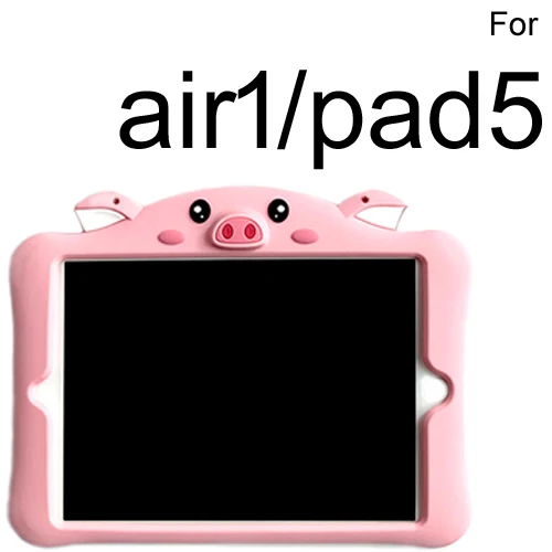 Чехол для iPad с милой Свинкой для детей, 3D-чехол с мультяшной Свинкой, вращающийся на 360 градусов, Ударопрочный Мягкий чехол с ручкой - Цвет: For pad5 air1  pink