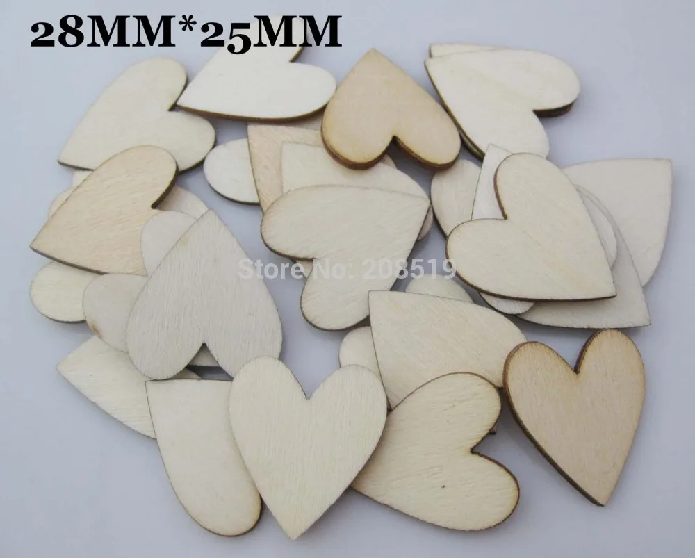 

WBNLLO 100pcs Flat Back Wooden Scrapbook Heart Buttons 28x25mm Natural wood Button