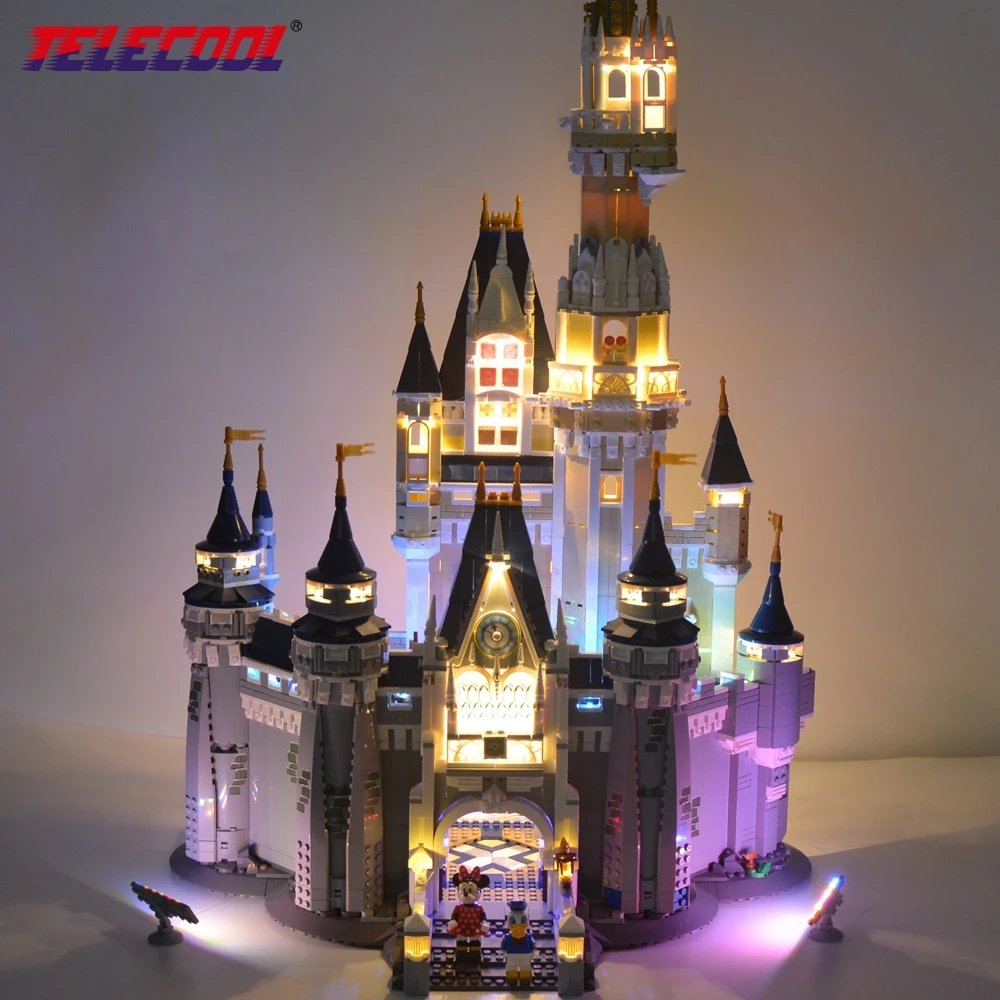 

TELECOOL LED Light Block Set For Cinderella Princess Castle City Building Model Block Model 71040 Best Christmas Gift