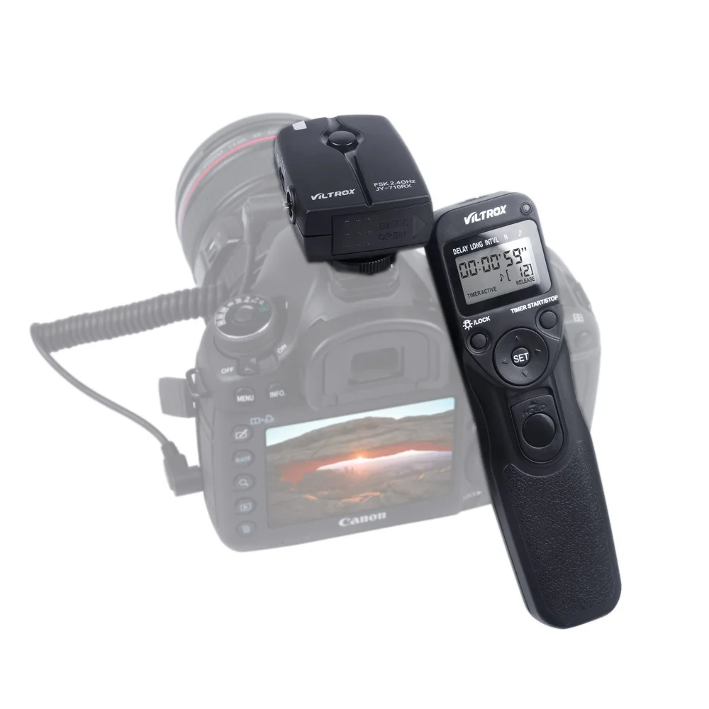 VILTROX JY-710 2.4GHZ FSK Wireless Remote Shutter Controller Set Time Lapse Intervalometer Timer with N1 Cable for Nikon D2H D1h