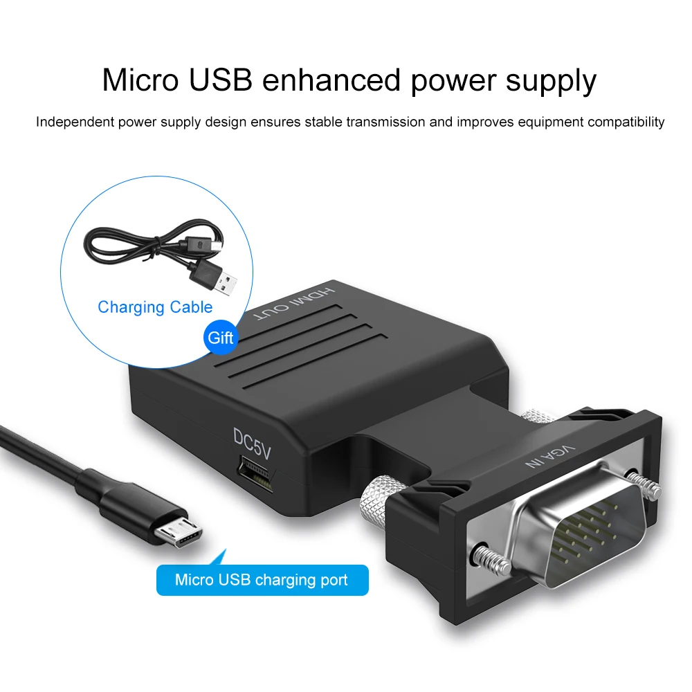 Переходник VGA в HDMI переходник мама папа с аудио адаптером питания поддержка