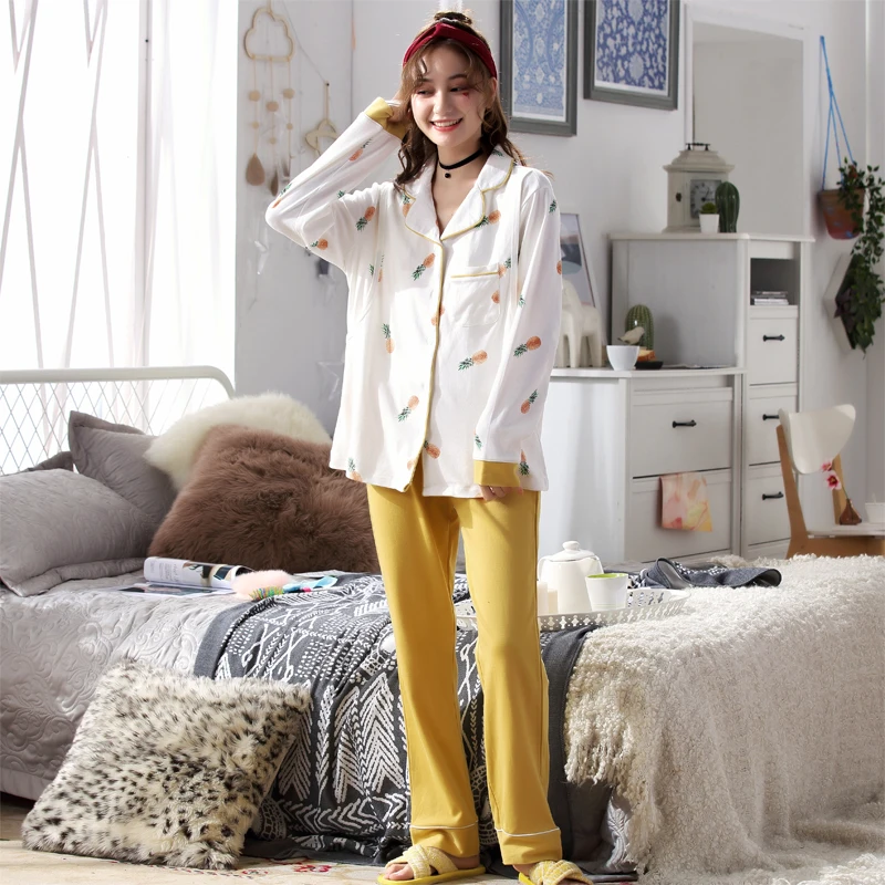 Pijama de manga larga para lactancia materna, conjunto de ropa de