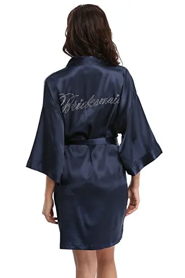 Модный Шелковый халат для невесты, сексуальное женское Короткое атласное свадебное кимоно, ночная рубашка, женский халат, пижама