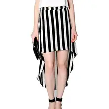 Летний стиль для женщин; Большие размеры XXS-8XL длинное Черный и белый с вертикальными полосками; юбка «Ласточкин хвост» Женские Ретро винтажные Шифоновая юбка